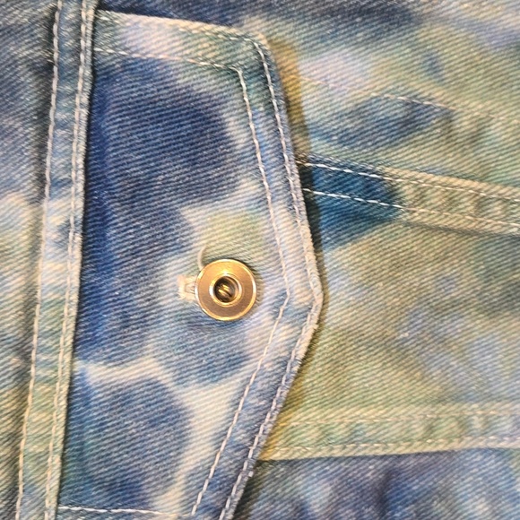 3.1 Phillip Lim Stylish Blue/Green Tie-Dye Denim Jean Jacket - Picture 3 of 11